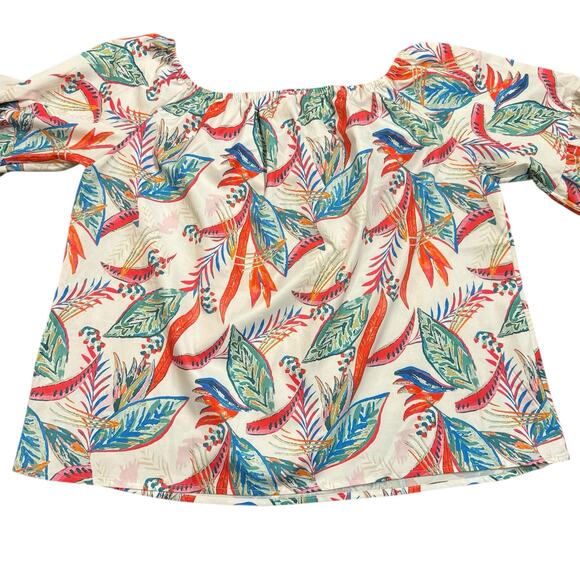 C + D + M Women’s bright floral blouse, tropical, bell sleeves, M - Picture 6 of 6